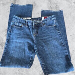 Express X2 Dark Wash Slim, Low Rise Boot Cut Size 8 Long Jeans - NWOT